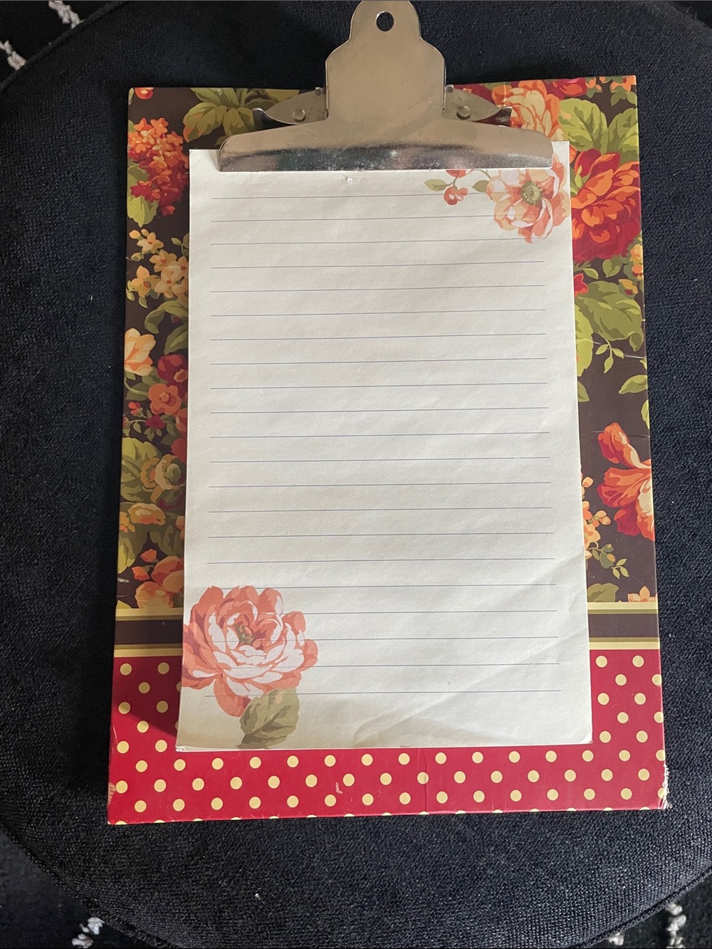 Floral Red Polka Dot Clipboard Notepad